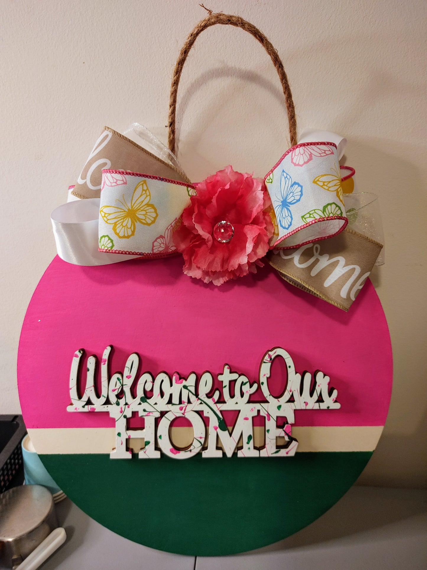 In The Mix Pink/Green Door Hanger