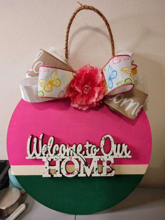 In The Mix Pink/Green Door Hanger